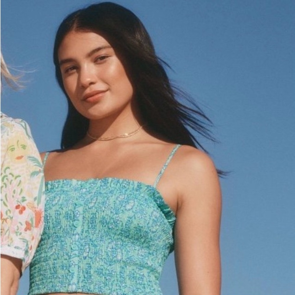 Roller Rabbit x Target Blue Floral Smocked Crop Top - Women